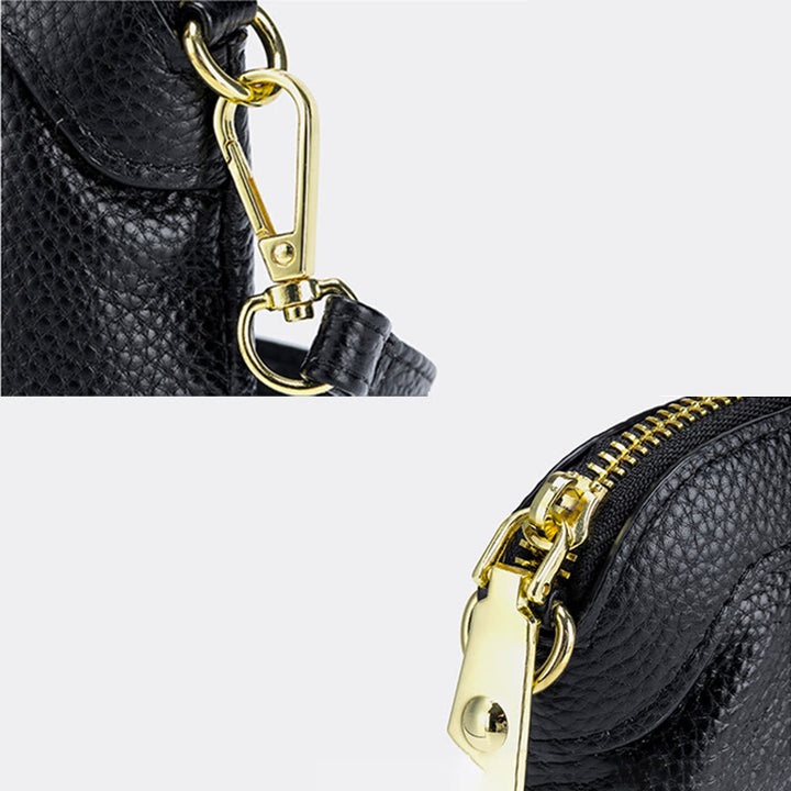 Clutch aus echtem Leder für Damen, Handgelenktasche, Umhängetasche