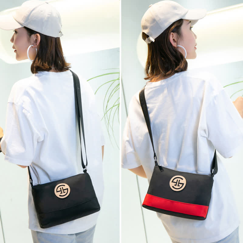 Kleine Umhängetasche mit dreifachem Reißverschluss, leichte, wasserdichte Nylon-Handtasche für Damen