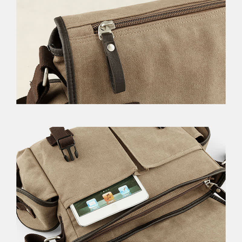 Canvas Messenger Bag Vintage Crossbody Schultertasche Laptoptasche Aktentasche