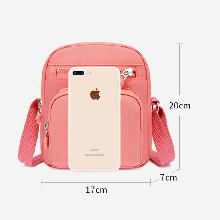Leichte kleine Umhängetasche in Volltonfarbe mit mehreren Taschen für Mobiltelefone