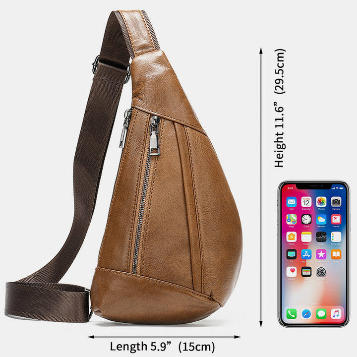 Schultertasche aus echtem Leder mit mehreren Taschen