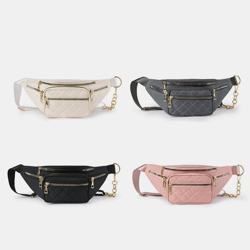 Leichte, funktionale Brust-Schultertasche für Damen mit Metallkettenriemen