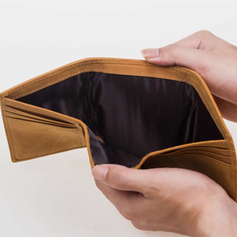 Geldbörse aus echtem Leder für Herren, schmale dreifach gefaltete Geldbörse für die Vordertasche