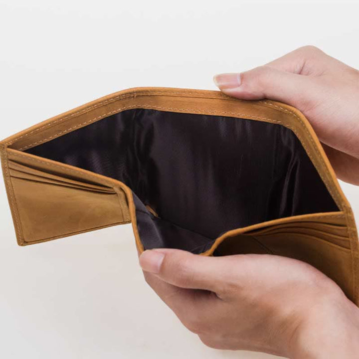 Geldbörse aus echtem Leder für Herren, schmale dreifach gefaltete Geldbörse für die Vordertasche