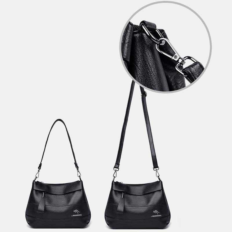 Handtasche aus Leder mit drei Fächern, kleine, lässige Umhängetasche