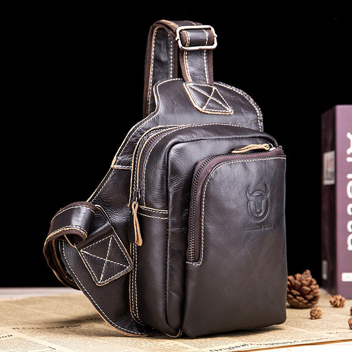 Schultertasche aus echtem Leder mit großem Fassungsvermögen