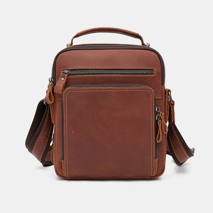Kleine Umhängetasche für Herren, mehrere Taschen, echtes Leder, Umhängetasche