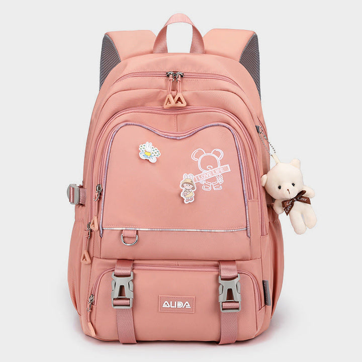 Rucksack für Damen, mehrere Taschen, großes Fassungsvermögen, Polyesterfaser, Schul-Tagesrucksack