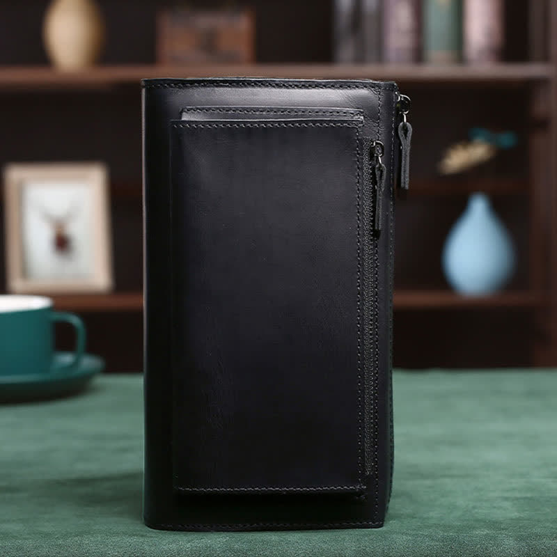 Große Kapazität Leder Männer Clutch Handtasche lange Brieftasche Handytasche