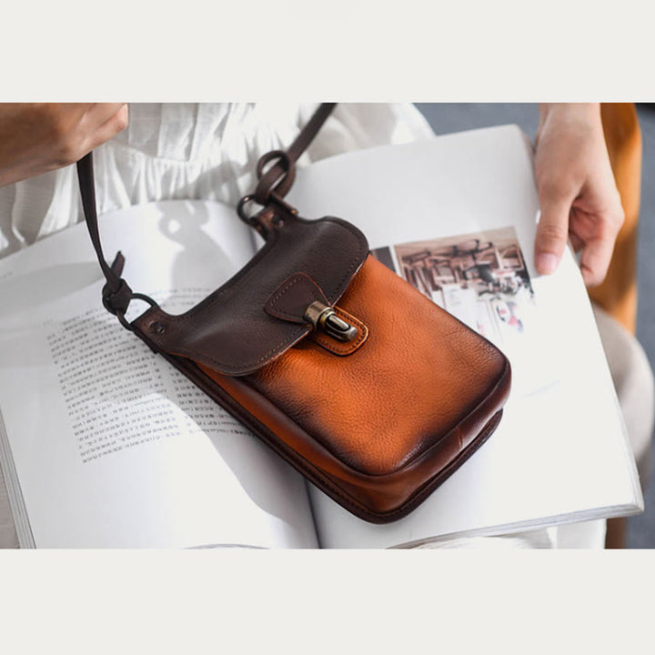 Handgemachte Umhängetasche für Frauen Mini Retro Shopping Handytasche
