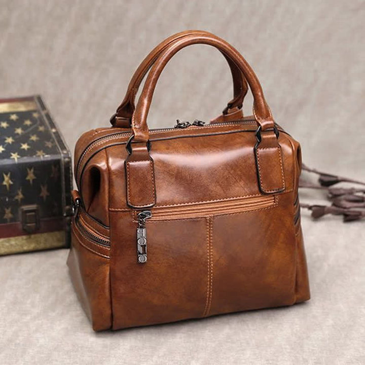 Retro Öl Wachs Leder Nieten Handtasche Tote Satchel Umhängetasche