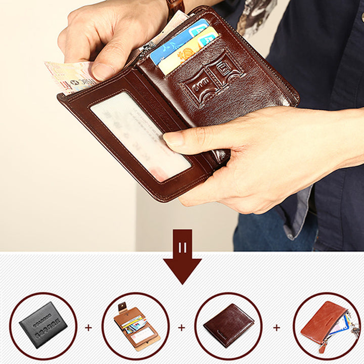 Solide RFID Echtleder Geldbörse Organizer Geldbörse
