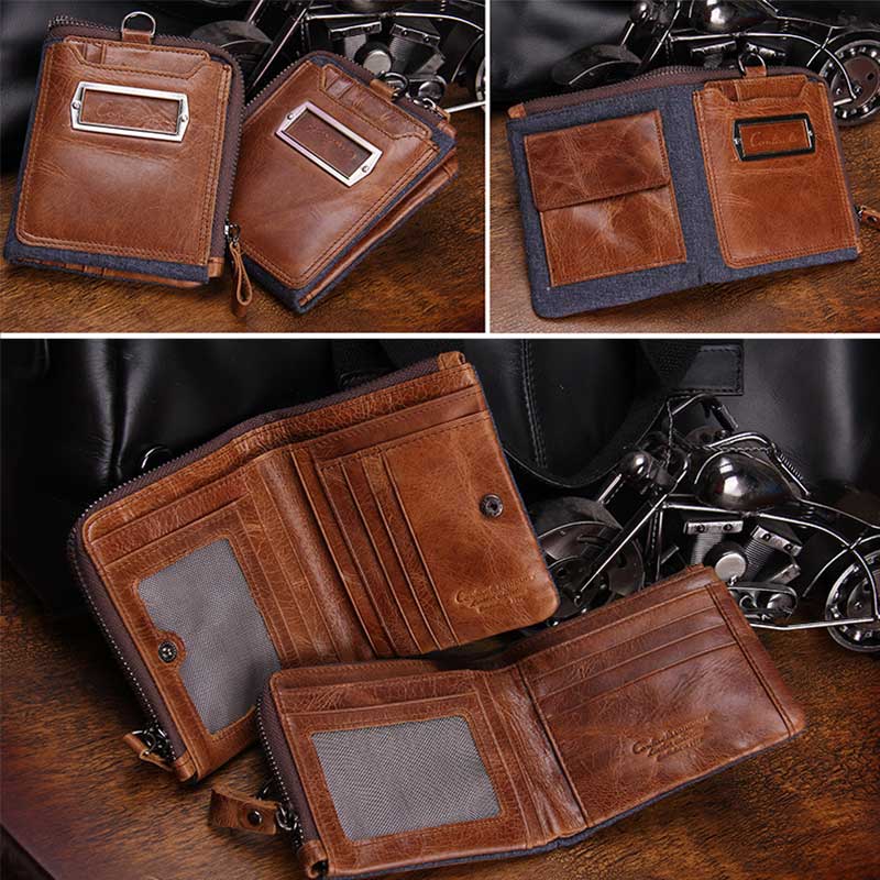 Vintage Leder Geldbörse Super geräumige bifold Kurze Geldbörse für Männer
