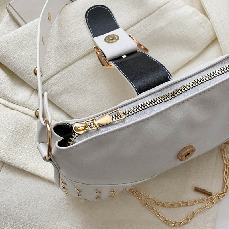 Umhängetasche für Damen, Nieten, Punk, einfarbig, Partytasche