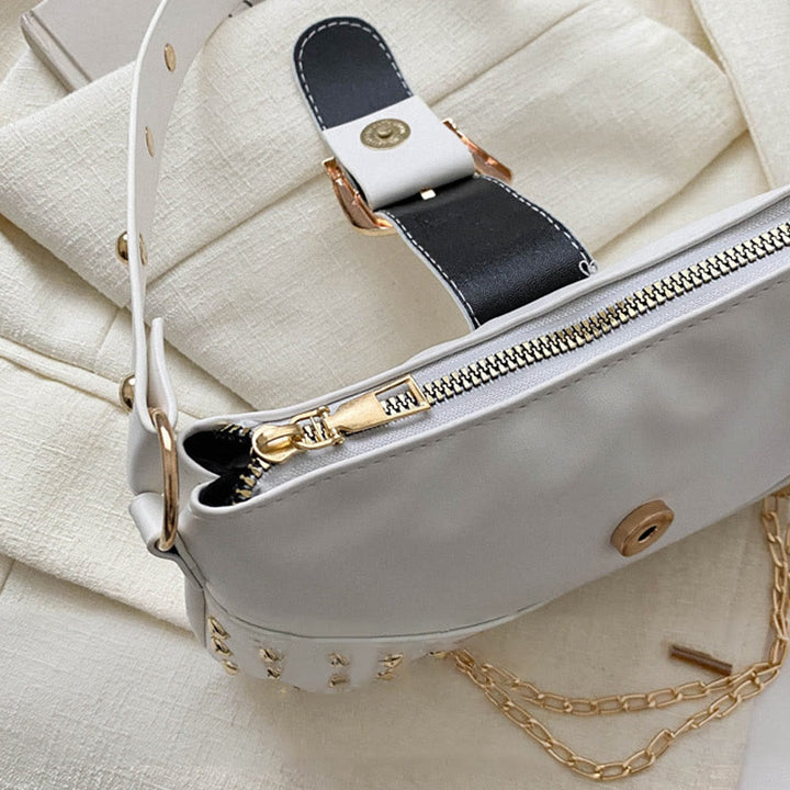 Umhängetasche für Damen, Nieten, Punk, einfarbig, Partytasche