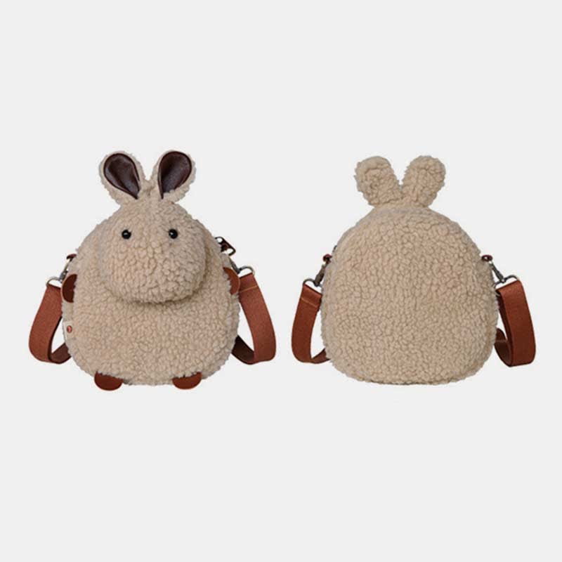 Süße Umhängetasche mit Plüschhase, flauschige Kaninchen-Schultertasche, Handtaschen