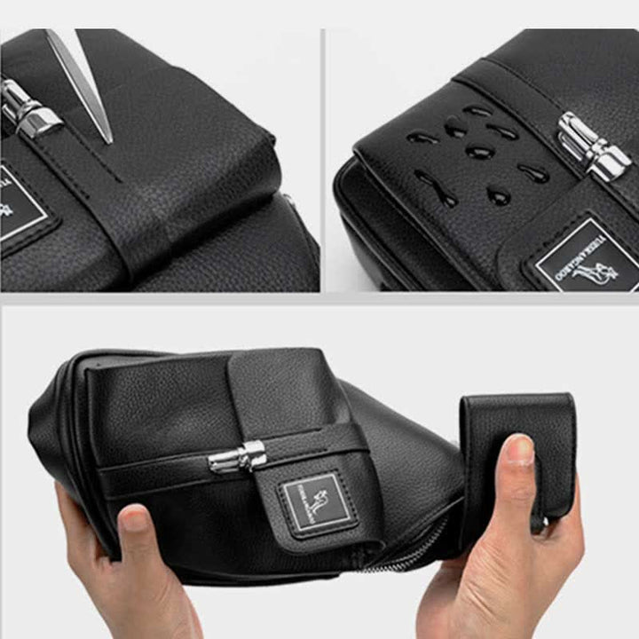Herren Leder Schultertasche Mehrzweck Casual Bag Brusttasche Umhängetasche