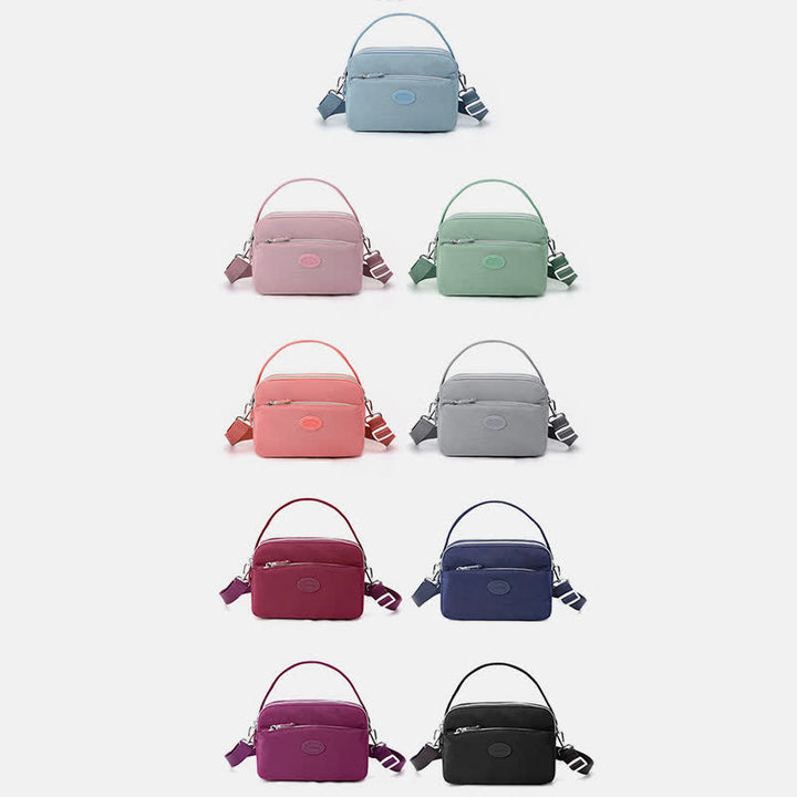 Umhängetasche für Damen, Schultertasche mit Dreifach-Reißverschluss, lässige Nylon-Geldbörse