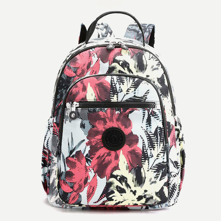 Rucksack für Damen, wasserdicht, mit mehreren Fächern, Druck, lässig, Nylon, leicht, Schultasche