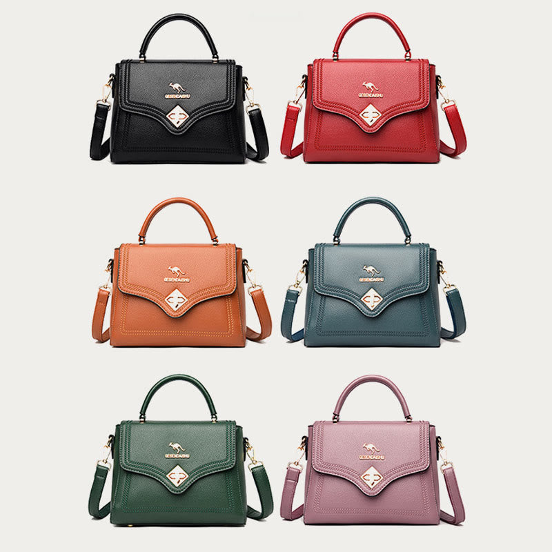Klassische Tragetasche für den Weg zur Arbeit, minimalistische kleine Lederhandtasche