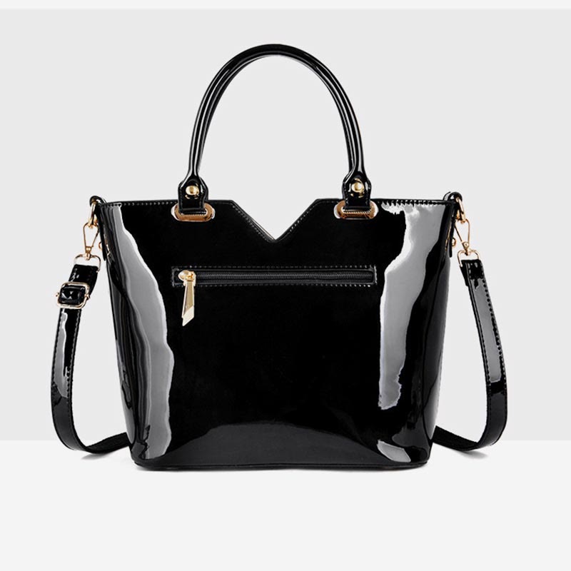 Tragetasche für Damen, bestickte Handtasche aus Lackleder mit Pailletten und Diamanten