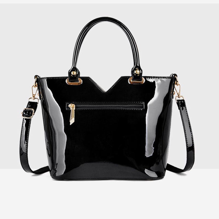 Tragetasche für Damen, bestickte Handtasche aus Lackleder mit Pailletten und Diamanten