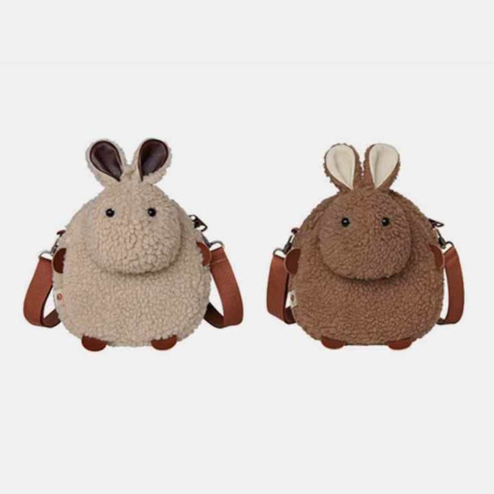 Süße Umhängetasche mit Plüschhase, flauschige Kaninchen-Schultertasche, Handtaschen