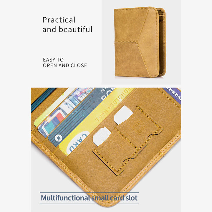 Herren RFID Bifold Trifold Geldbörse Einfarbige Leder Multifunktionale Geldbörse
