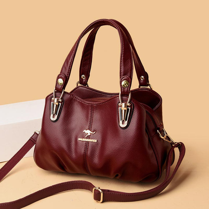 Damen Lederhandtasche mit mehreren Fächern, Umhängetasche, Hobo-Tasche