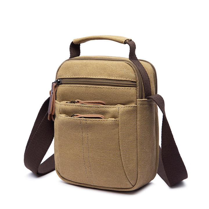 Kleine Umhängetasche aus Canvas im Vintage-Stil, mehrere Tragemöglichkeiten, lässige Schultertasche für Herren