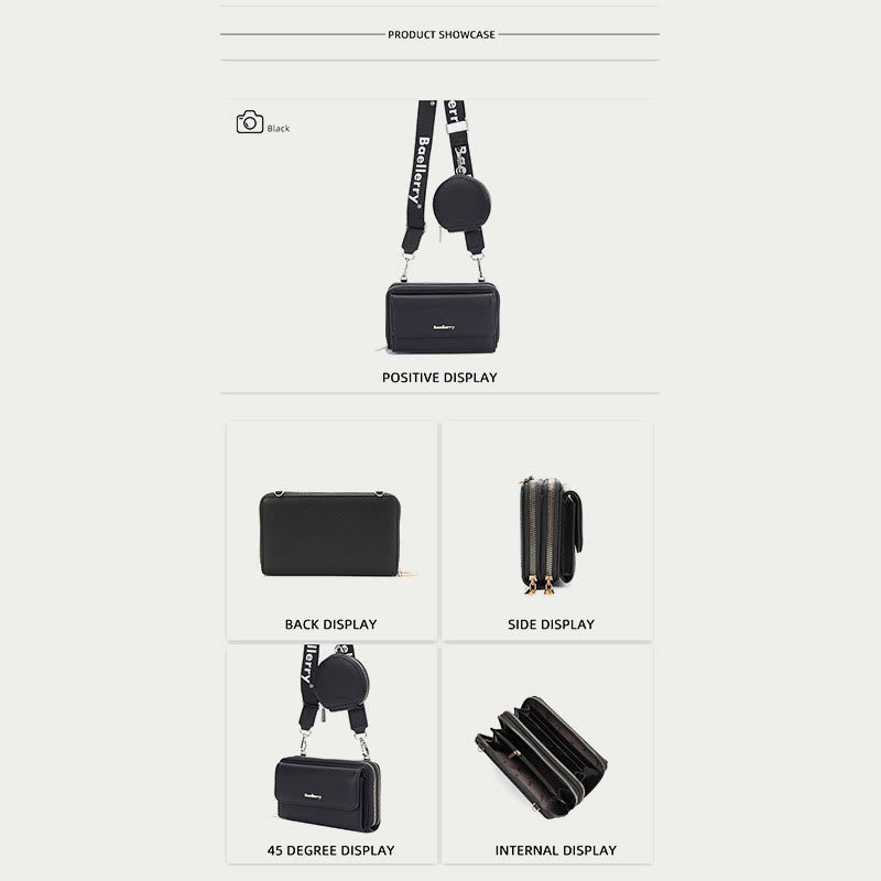 Handytasche für Damen mit Lychee-Muster und Alphabet-Trägern, Umhängetasche
