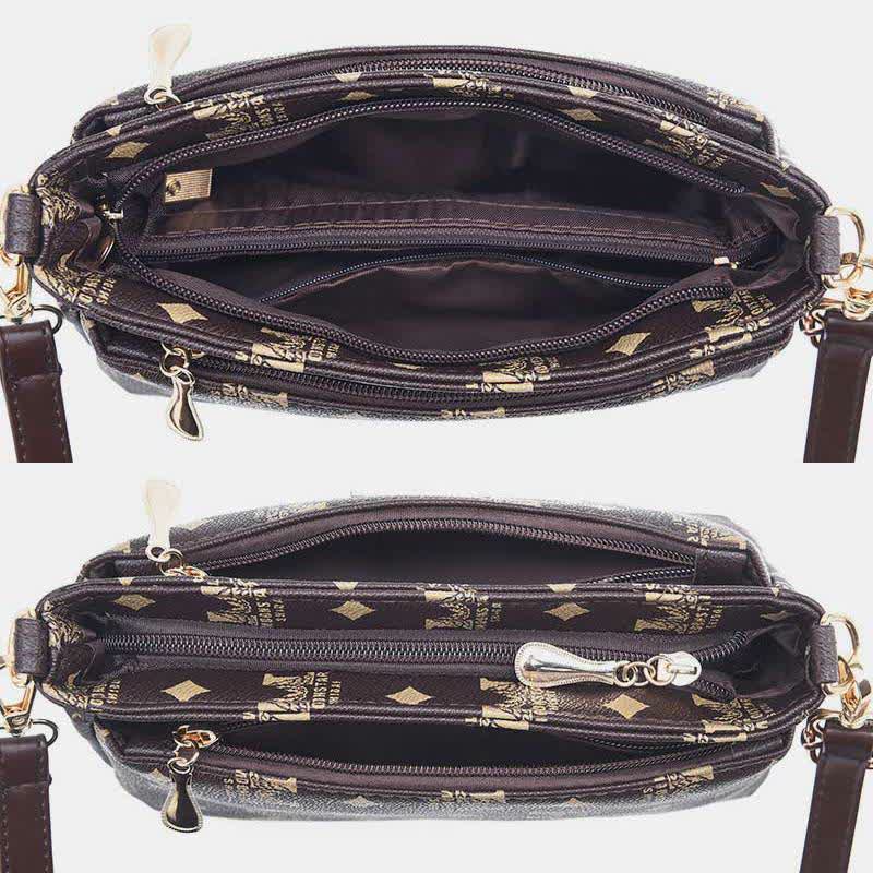 Damen Umhängetasche aus PU-Leder mit klassischem Druck