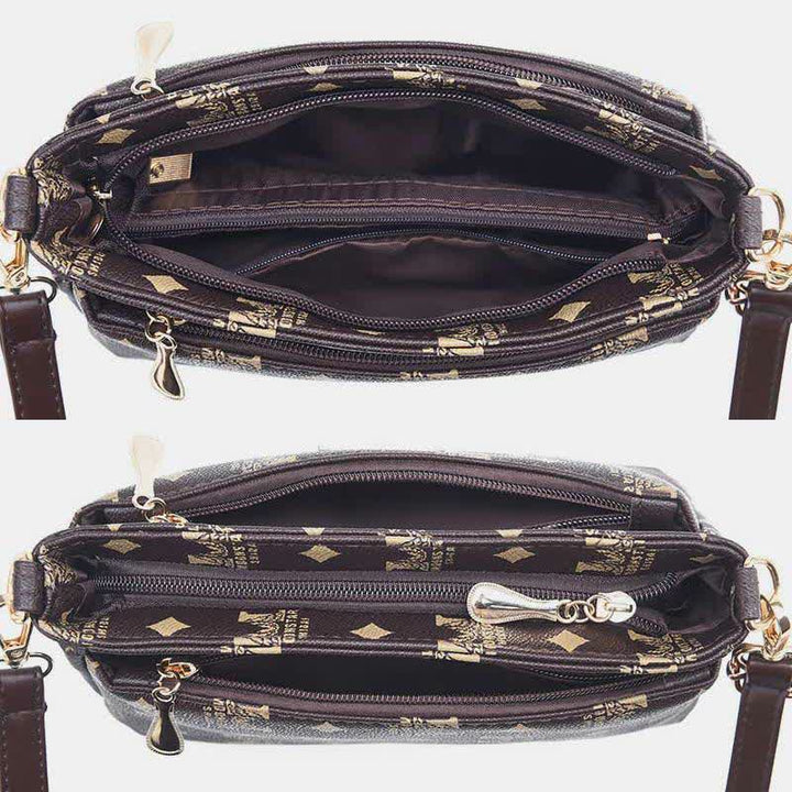 Damen Umhängetasche aus PU-Leder mit klassischem Druck