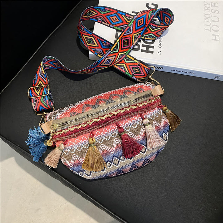 Folk Custom Sling Bag Damen Quaste Umhängetasche Brusttasche