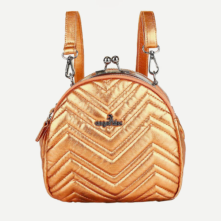Mini-Rucksack mit drei Fächern, Kisslock-Reißverschluss, Tagesrucksack, modische Party-Geldbörsen, Handtaschen