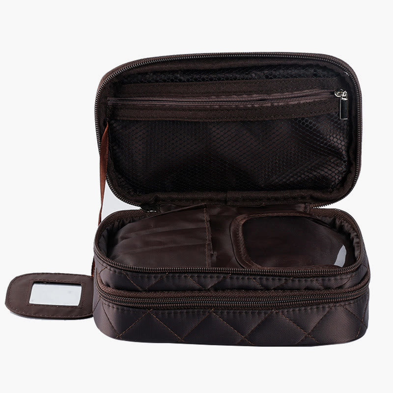 Wasserdichte Make-up-Tasche mit zwei Fächern, tragbare Aufbewahrungstasche aus Nylon