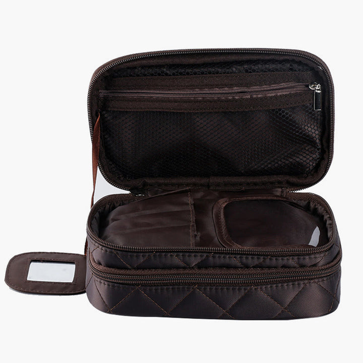 Wasserdichte Make-up-Tasche mit zwei Fächern, tragbare Aufbewahrungstasche aus Nylon