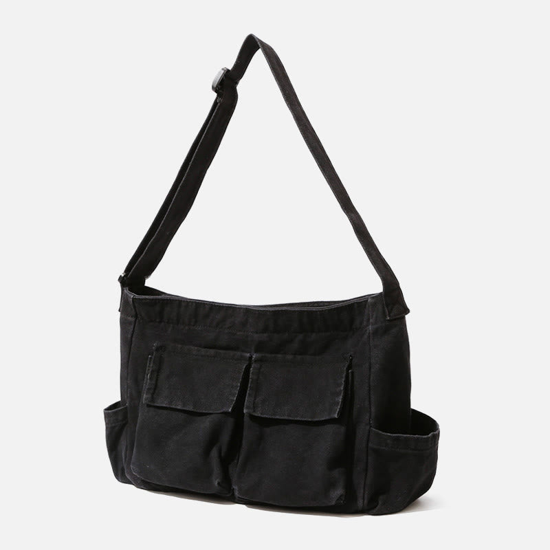 Umhängetasche aus Canvas mit mehreren Taschen für Damen, Retro, leichte Schultertasche