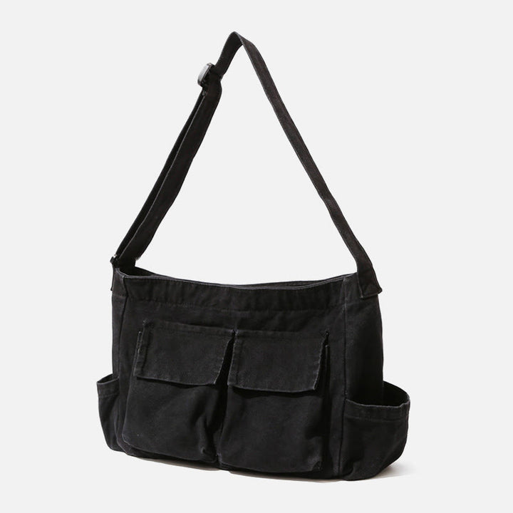 Umhängetasche aus Canvas mit mehreren Taschen für Damen, Retro, leichte Schultertasche