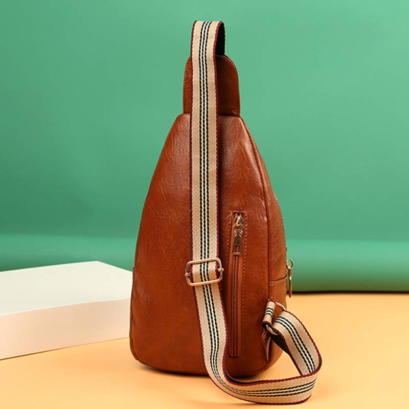 Sling Crossbody Rucksack Weiche Leder Schultertasche mit verstellbarem Riemen