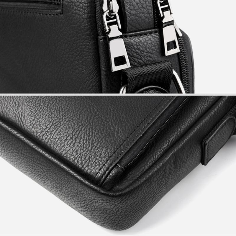 Messenger Bag für Herren, lässige Umhängetasche aus PU-Leder