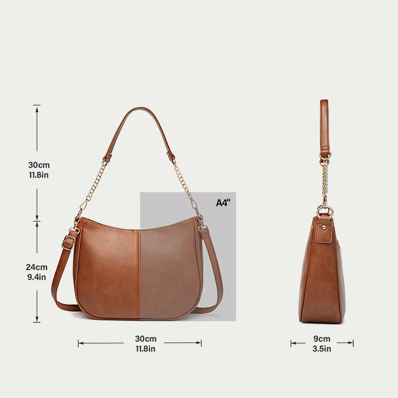 Umhängetasche für Damen mit doppeltem Riemen, elegante Tasche aus PU-Leder