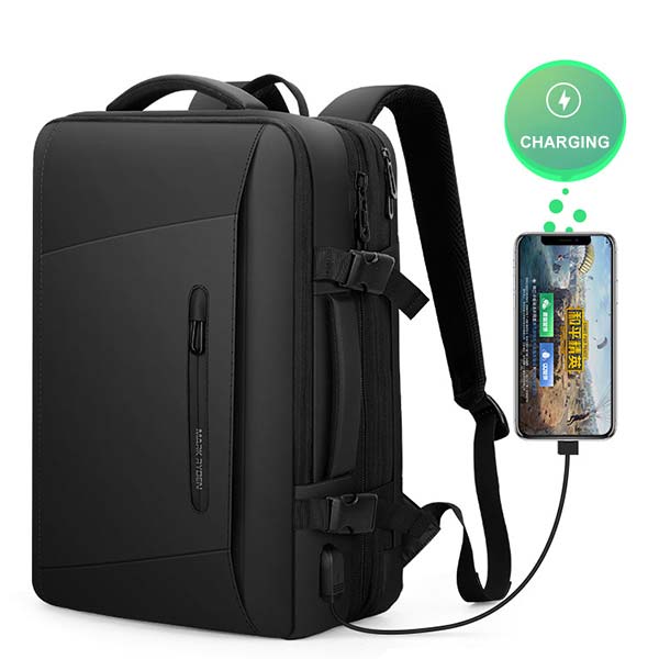 Erweiterbarer, mehrschichtiger, wasserdichter Business-Rucksack mit Uhr