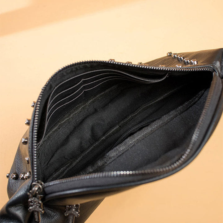 Gürteltasche für Damen und Herren, große Gürteltasche mit Totenkopf-Dekor