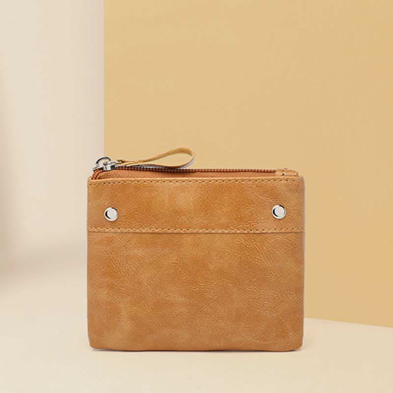 Retro-Münzbeutel aus Leder, Wechselgeldhalter für Damen, Mini-Geldbörse mit Reißverschluss