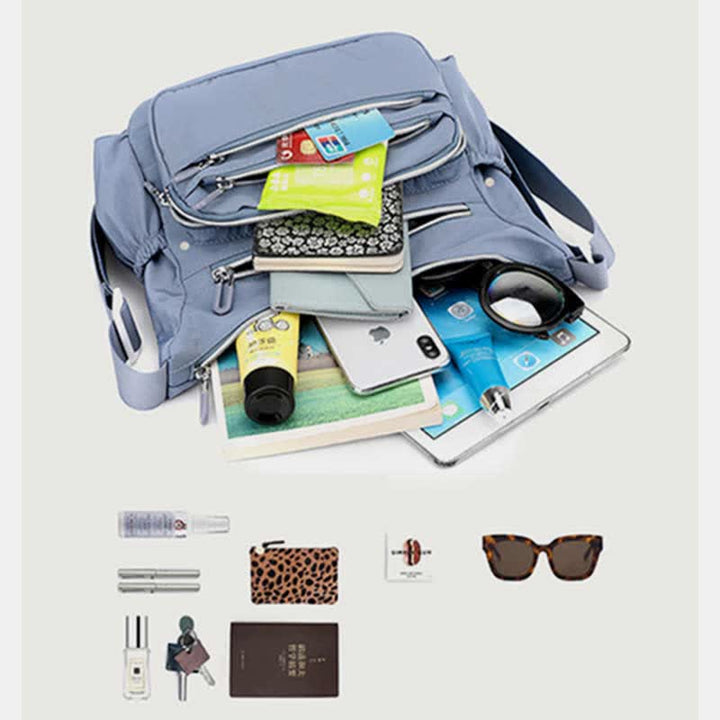 Leichte Nylon-Geldbörse mit mehreren Taschen für Damen, multifunktionale Umhängetasche