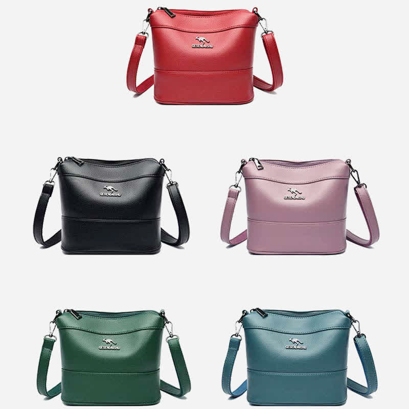 Leder-Beuteltasche für Damen, kleine Umhängetasche mit Crossbody-Gurt