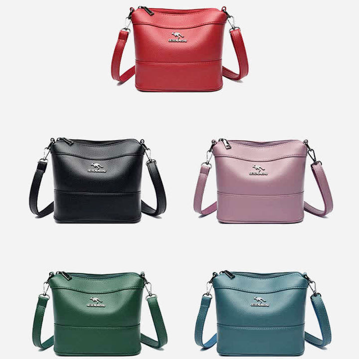Leder-Beuteltasche für Damen, kleine Umhängetasche mit Crossbody-Gurt