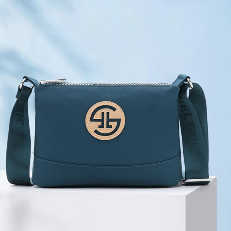 Kleine Umhängetasche mit dreifachem Reißverschluss, leichte, wasserdichte Nylon-Handtasche für Damen