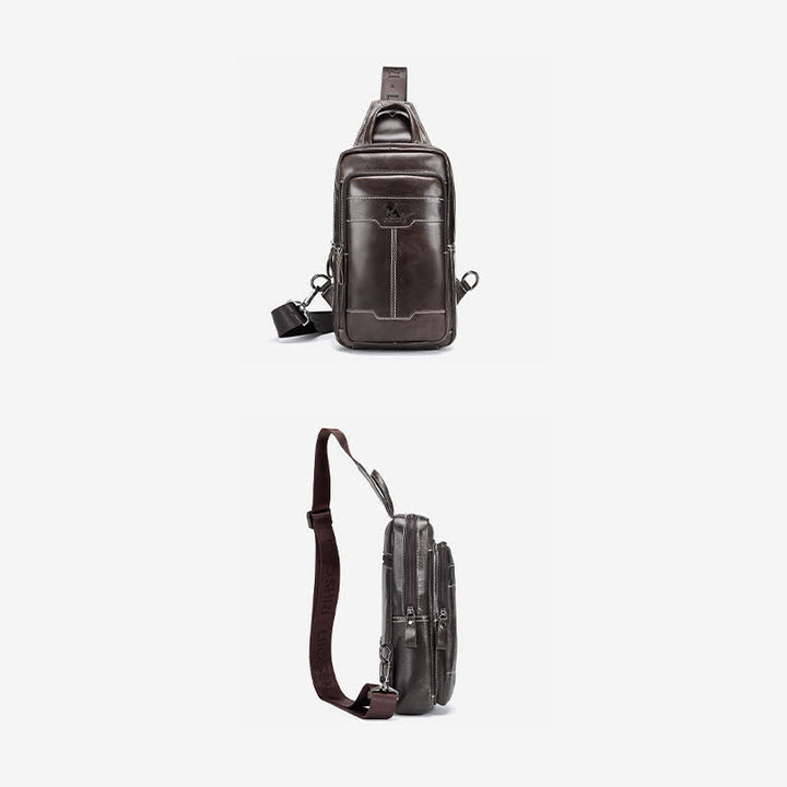 Kleiner Sling-Crossbody-Rucksack aus echtem Leder für Herren